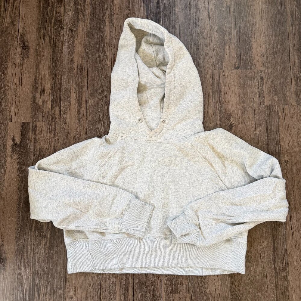 Abercrombie softAF MAX 90s Cropped Popover Hoodie light heather grey